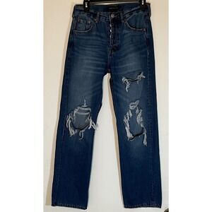 Aeropostale Ripped Distressed Boyfriend Jeans Blue Denim Grunge Casual High Rise